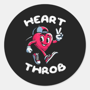 Sticker Rond Saint-Valentin Cœur Battement de cœur Paix Rétro G