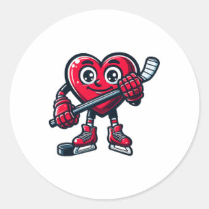 Sticker Rond Saint Valentin Coeur de glace Joueur de hockey sur