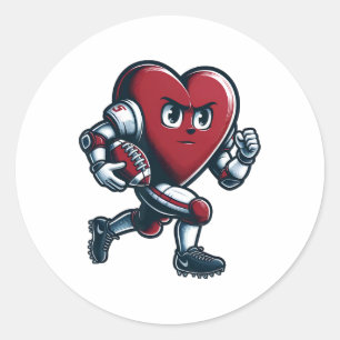 Sticker Rond Saint Valentin Coeur Football Joueur Équipe Sports