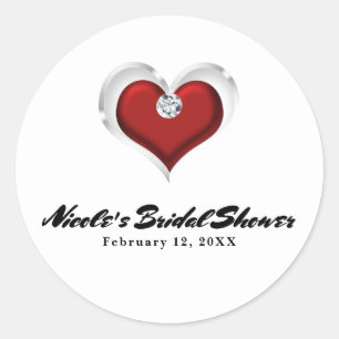 Sticker Rond Saint Valentin Coeur rouge avec Parti Chic Diamond