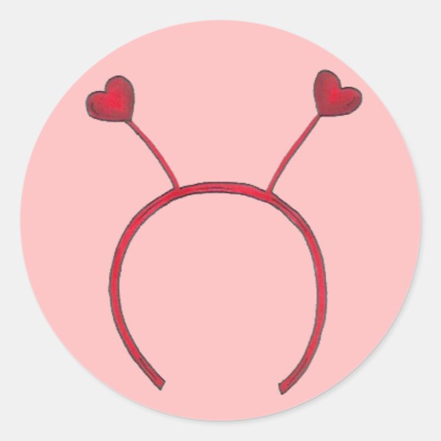 Sticker Rond Saint-Valentin Coeur rouge bandeau Antennes (Devant)