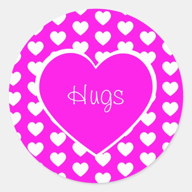 Sticker Rond Saint Valentin Coeurs Hugs Purple (Devant)