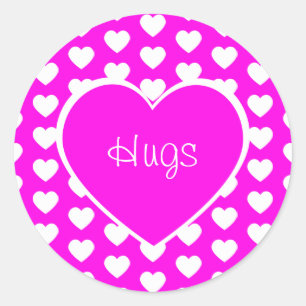 Sticker Rond Saint Valentin Coeurs Hugs Purple