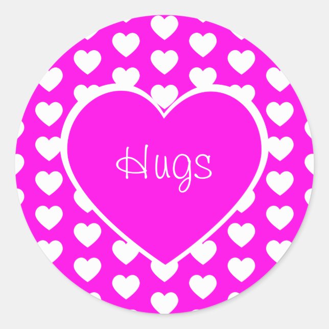 Sticker Rond Saint Valentin Coeurs Hugs Purple (Devant)