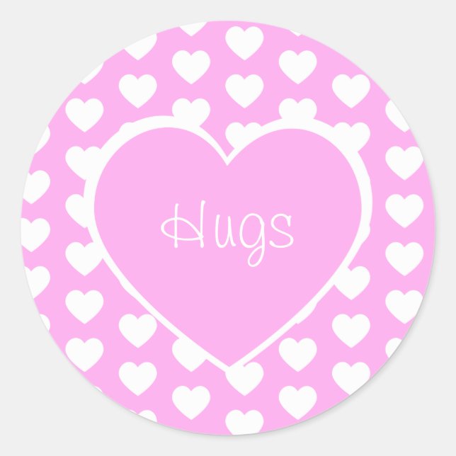Sticker Rond Saint-Valentin Coeurs Hugs Rose (Devant)