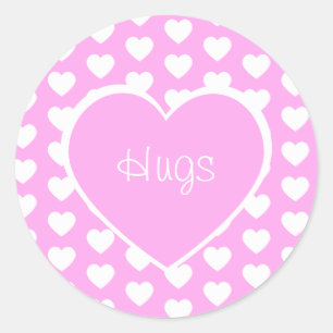 Sticker Rond Saint-Valentin Coeurs Hugs Rose