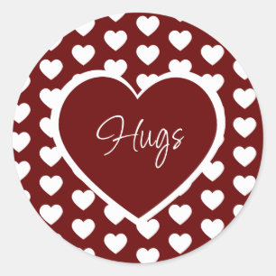 Sticker Rond Saint-Valentin Coeurs Motifs Hugs mignons Rouge