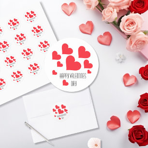 Sticker Rond Saint-Valentin Coeurs Rouges Et Beaucoup D'Amour