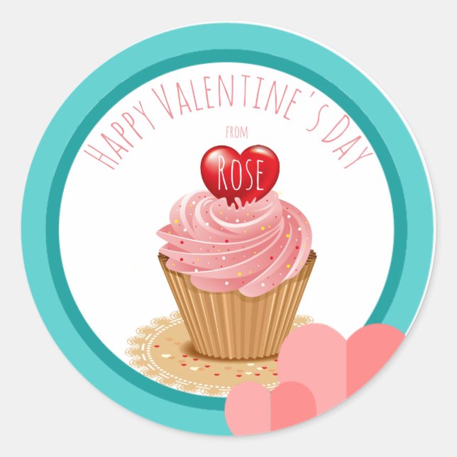Sticker Rond Saint Valentin Cupcake Heart (Devant)
