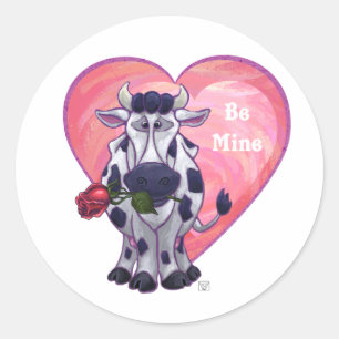 Sticker Rond Saint Valentin de la vache