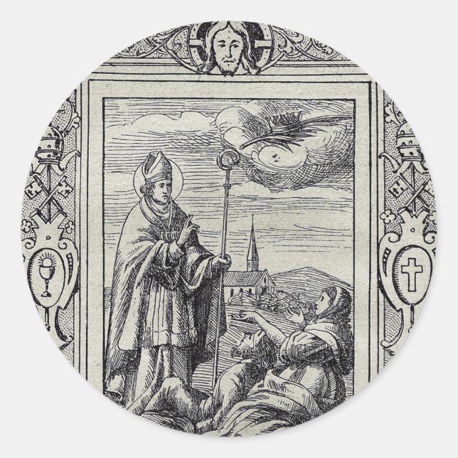 Sticker Rond Saint Valentin de Rome Gravure Premium Art (Devant)