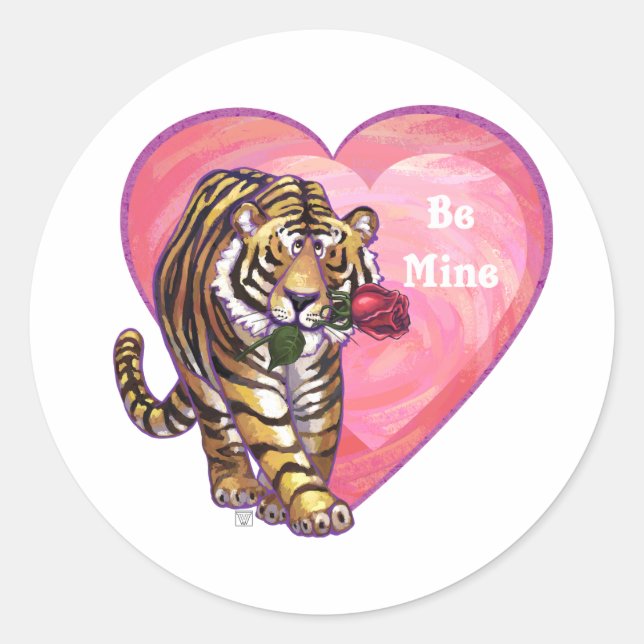 Sticker Rond Saint Valentin de Tigre (Devant)