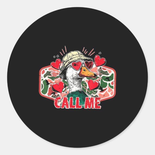 Sticker Rond Saint Valentin drôle de chasse aux canards camoufl (Devant)
