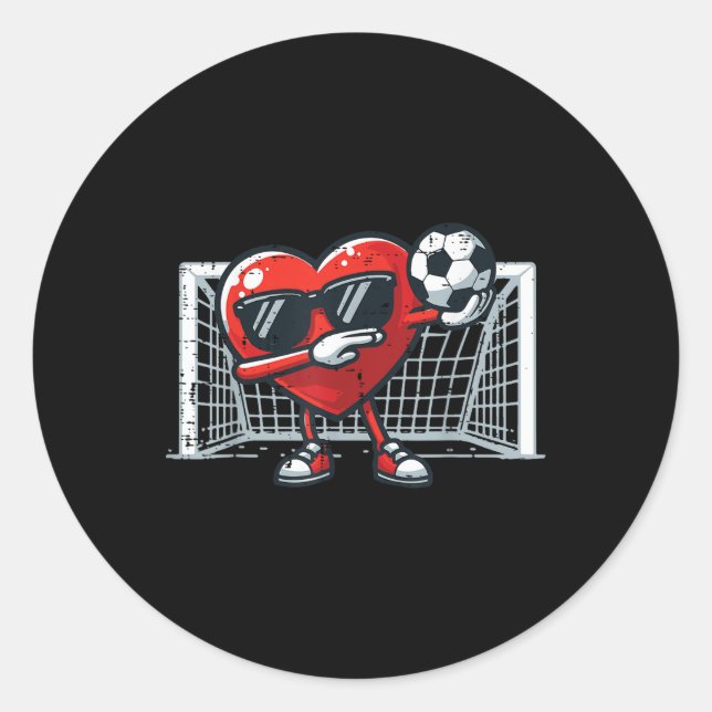 Sticker Rond Saint Valentin Football Heart Dab Soccer Hommes ga (Devant)