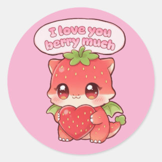 Sticker Rond Saint-Valentin fraise