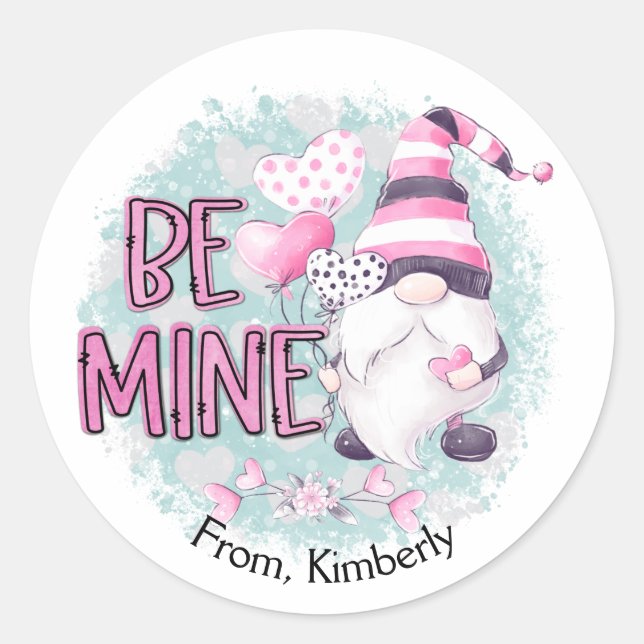Sticker Rond Saint Valentin Gnome (Devant)