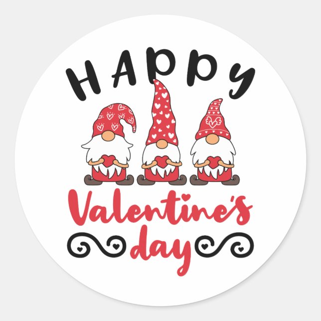 Sticker Rond Saint Valentin Gnome Swedish Tomte (Devant)