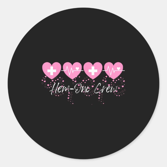 Sticker Rond Saint-Valentin Hem Onc Équipe Infirmière Hématolog (Devant)