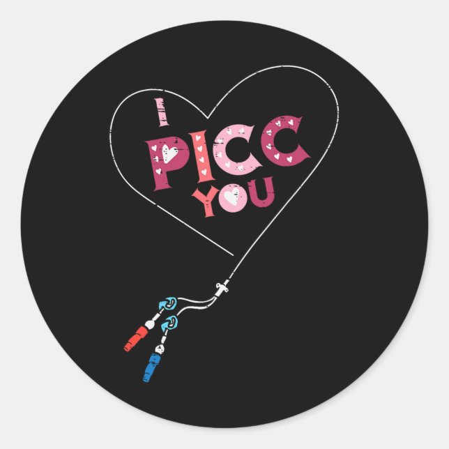 Sticker Rond Saint-Valentin Infirmière Picc Vous Accès Vasculai (Devant)