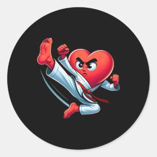Sticker Rond Saint-Valentin Karate Coeur Kick Mixed martial art