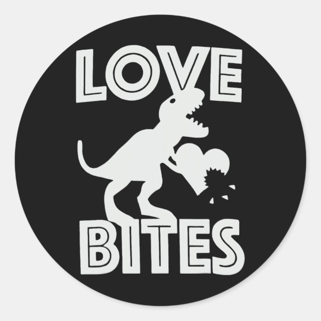 Sticker Rond Saint-Valentin Love Bites Dinosaure  (Devant)
