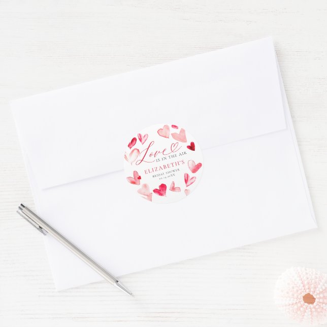 Sticker Rond Saint-Valentin Mariage Fantaisiste Cœurs Réception (Enveloppe)