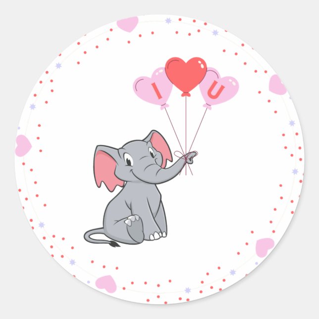 Sticker Rond Saint Valentin mignon Je t'aime coeur (Devant)