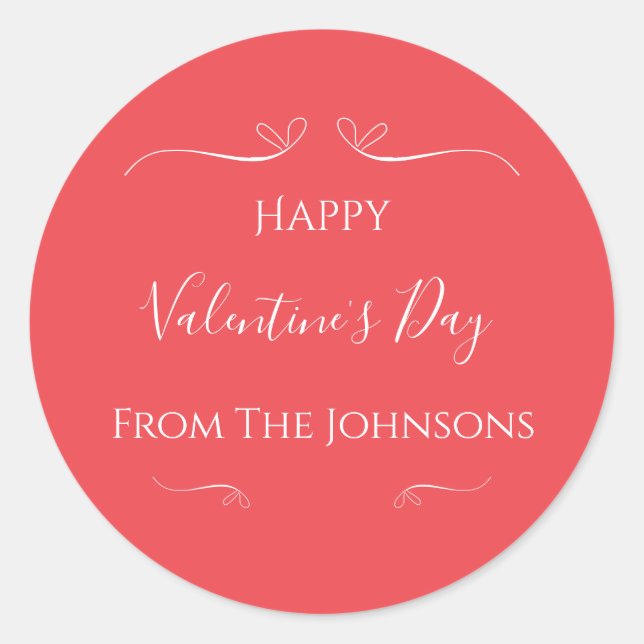 Sticker Rond Saint-Valentin Moderne Rose Rouge (Devant)