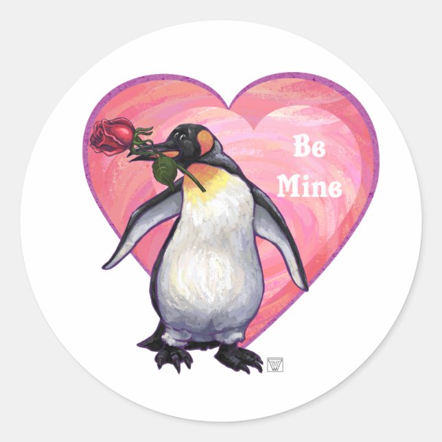 Sticker Rond Saint-Valentin Penguin (Devant)