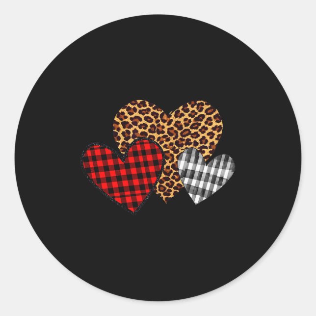 Sticker Rond Saint-Valentin pour les enseignants 3 cœurs motif  (Devant)