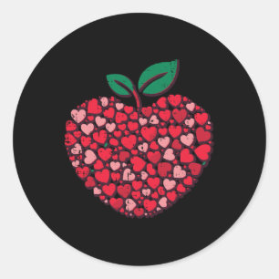 Sticker Rond Saint-Valentin Professeur Cœurs Pomme Amour Enseig
