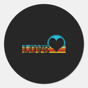 Sticker Rond Saint-Valentin Rétro Amour Cœur Arc-en-Ciel