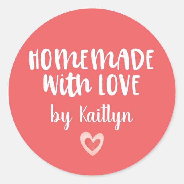 Sticker Rond Saint-Valentin Rose fait maison avec amour (Devant)