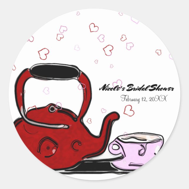 Sticker Rond Saint Valentin Tea Party Chic Party Favoriser (Devant)