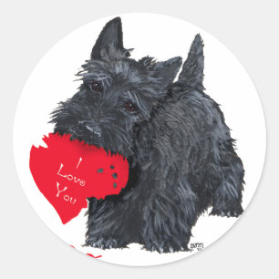 Sticker Rond Saint-Valentin Terrier Écossais