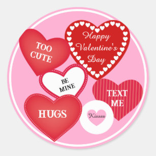 Sticker Rond Saint-Valentin Texte personnalisé Chauffages rouge