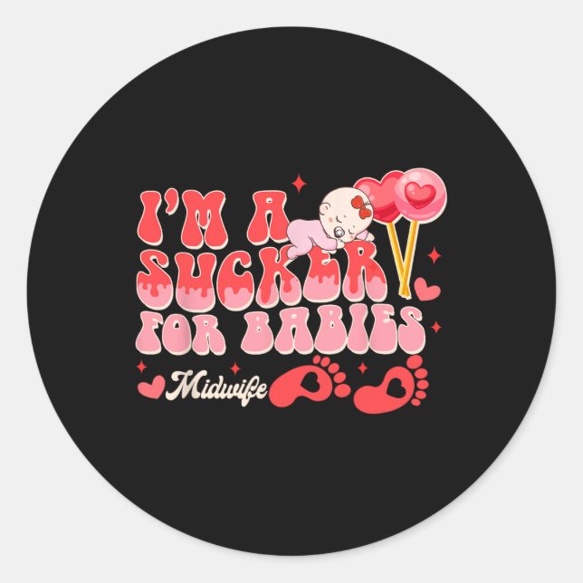Sticker Rond Saint-Valentin Travailleur de naissance Je suis un (Devant)