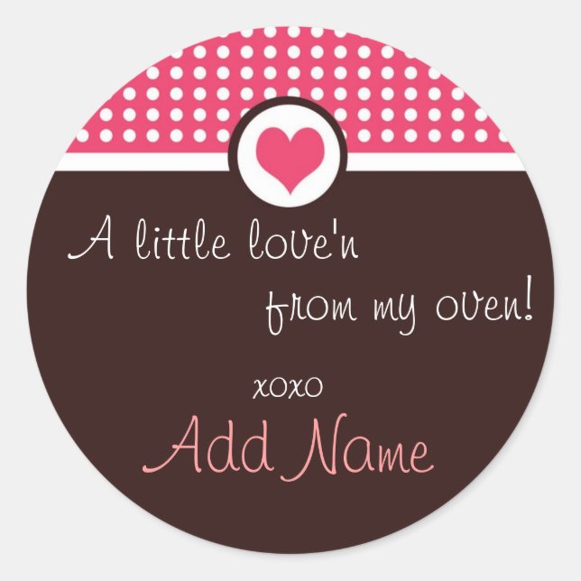 Sticker Rond Saint Valentin "un petit amour de mon four" (Devant)