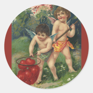 Sticker Rond Saint-Valentin victorien vintage, Offrande de l'Am