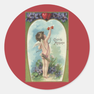 Sticker Rond Saint Valentin, Victorienne vintage, Message de Cu