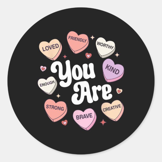 Sticker Rond Saint-Valentin Vous Êtes Aimés Suffisamment Digne  (Devant)