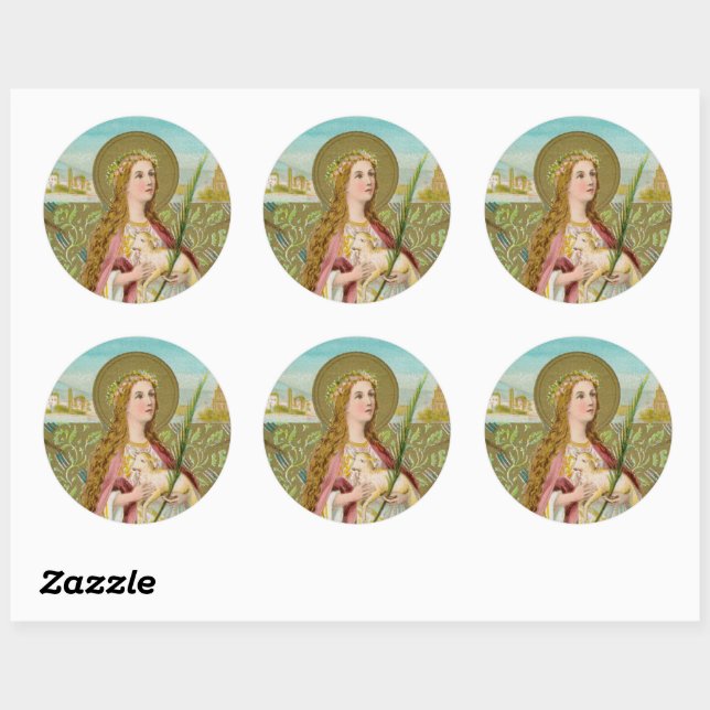 Sticker Rond Sainte Agnès de Rome (BC 01) (Feuille)