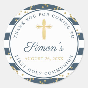 Sticker Rond Sainte communion de bleu marine de parties