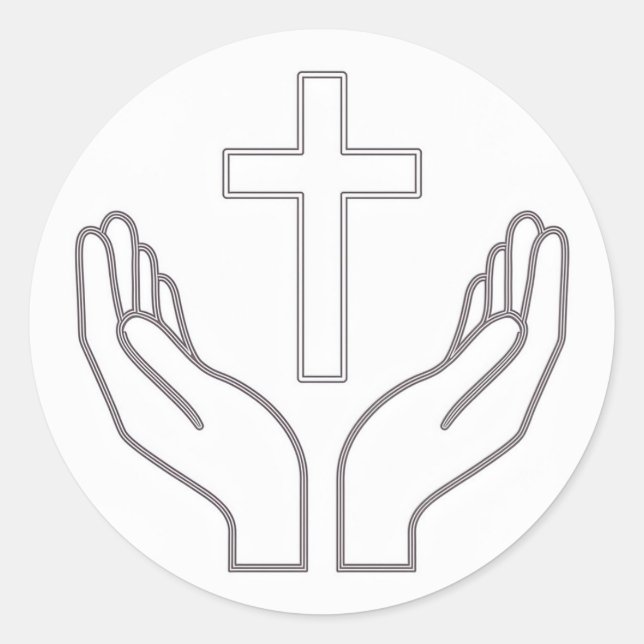 Sticker Rond Sainte Croix et prière (Devant)