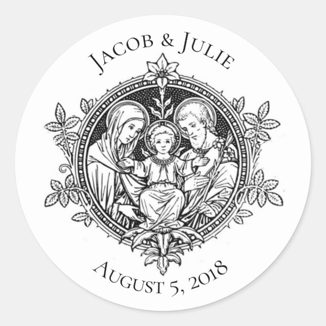 Sticker Rond Sainte Famille Mariage catholique traditionnelle (Devant)