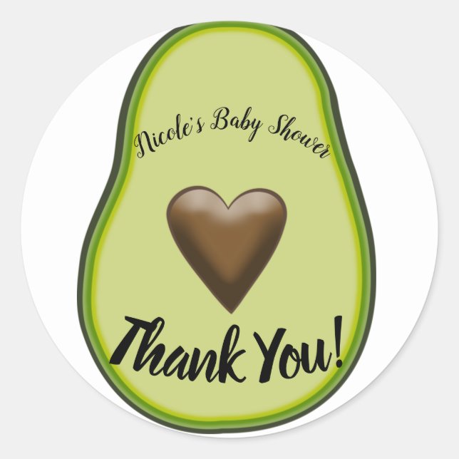 Sticker Rond Sainte Guacamole Cœur Fête de Bébé Avocat Mariage (Devant)