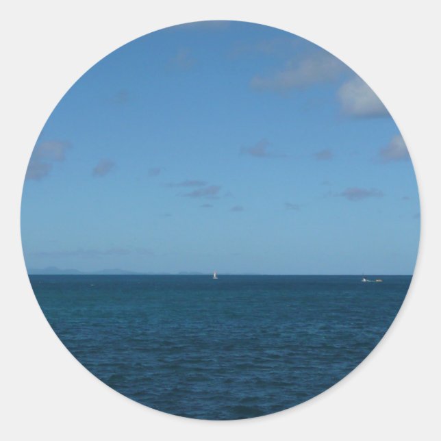 Sticker Rond Sainte-Lucie Horizon Océan Bleu (Devant)