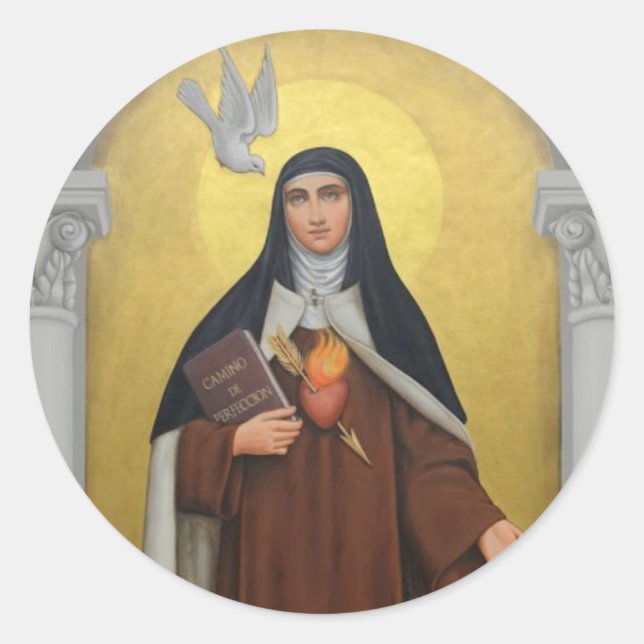 Sticker Rond Sainte Thérèse d'Avila Carmélite Religieuse Cathol (Devant)