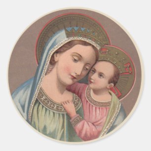 Sticker Rond Sainte Vierge Marie Enfant Jésus