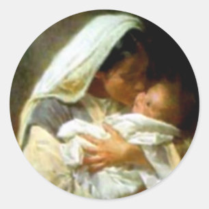 Sticker Rond Sainte Vierge Marie et Enfant Jésus